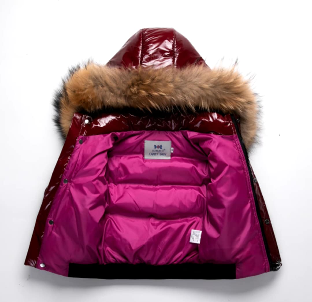 Manteau de duvet pour enfant avec fourrure naturel