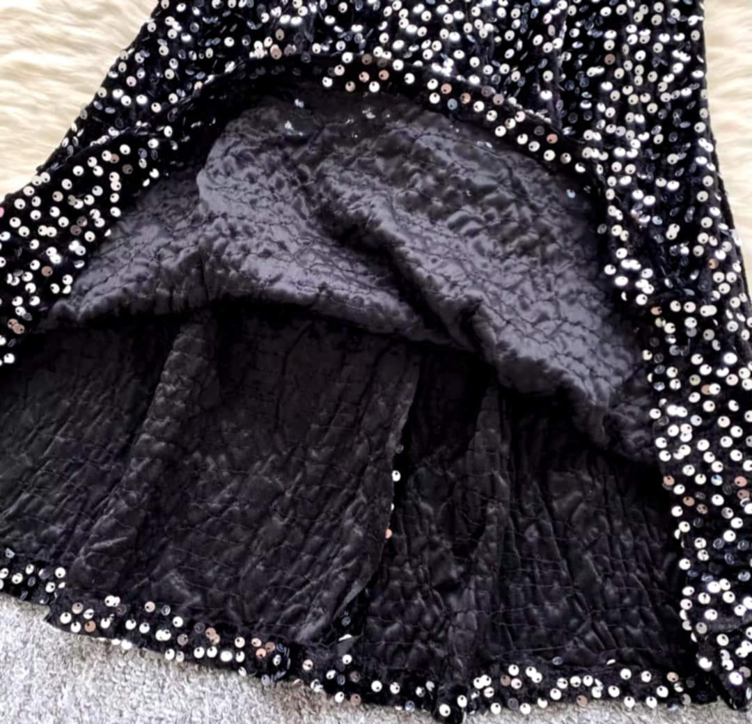 Robe sirène en velours et paillettes