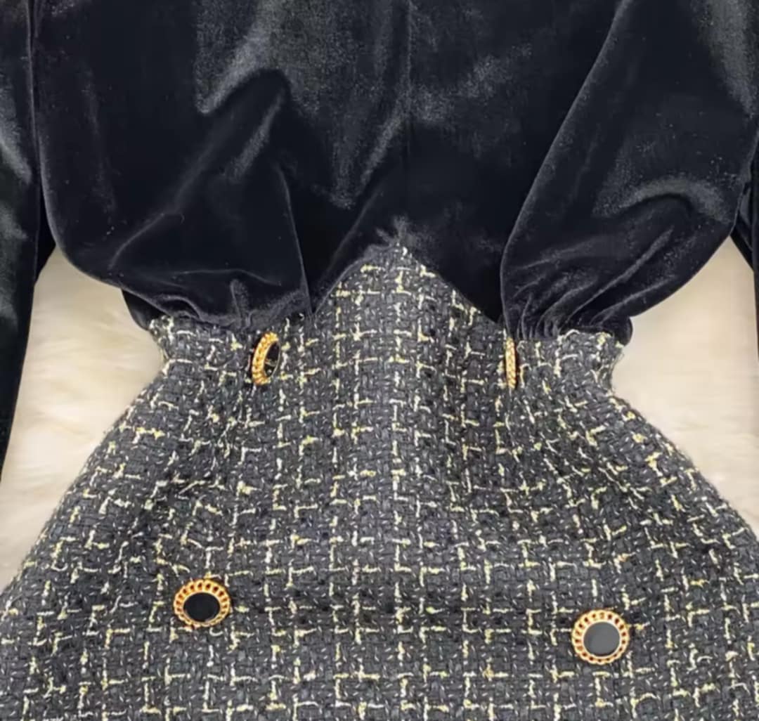 Robe en velours et tricot pour femmes