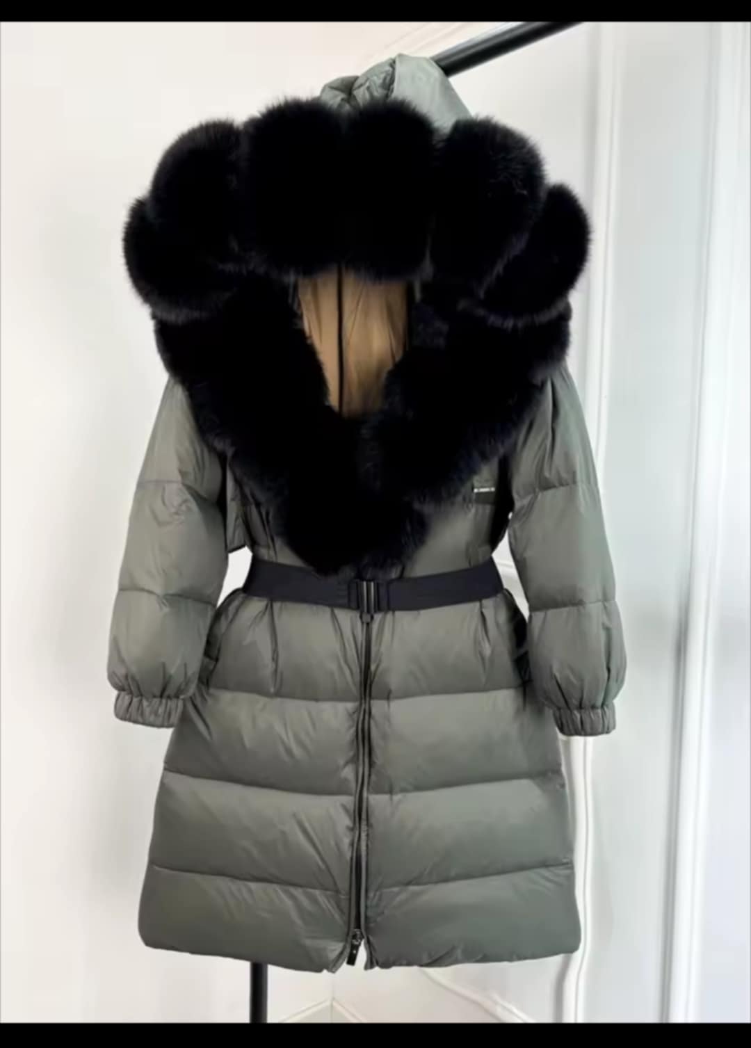 Veste longue d'hiver pour femme en duvet de canard avec capuche de fourrure XL