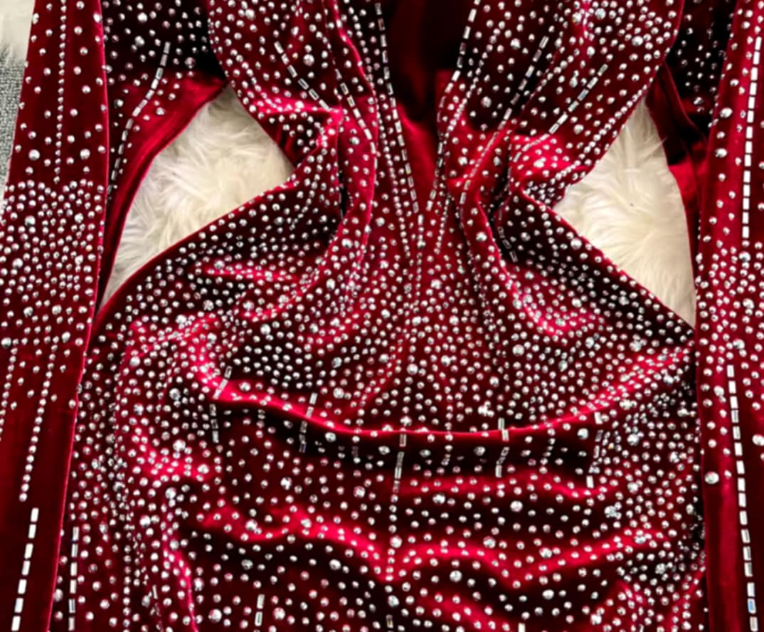 Robe longue en velours pour femme
