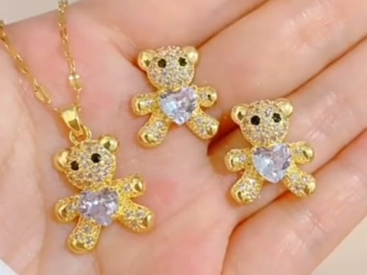 Ensemble de bijoux ours scintillant