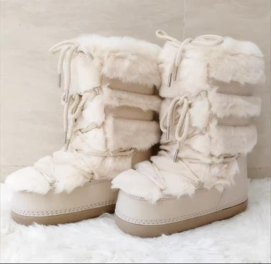 Bottes en fourrure de lapin véritable