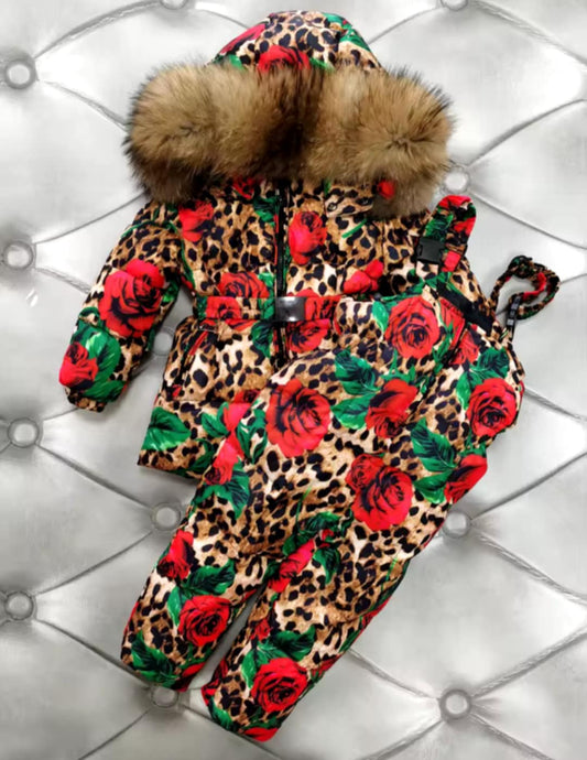 Ensemble d'hiver pour fille fourrure véritable