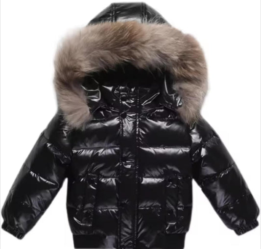Manteau de duvet pour enfant avec fourrure naturel