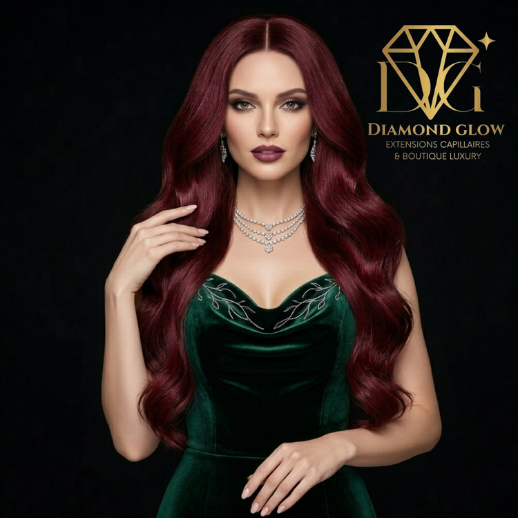 Extensions capillaires naturelles européennes Rouge vin #530– 12 à 30 pouces