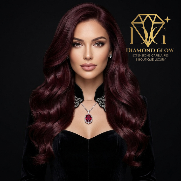 Extensions capillaires naturelles européennes Rouge bordeau #99J – 12 à 30 pouces