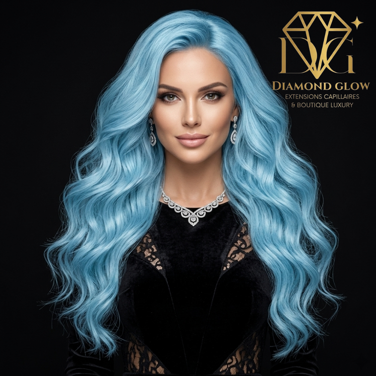 Extensions capillaires naturelles européennes Bleu ciel #BLEUCIEL– 12 à 30 pouces