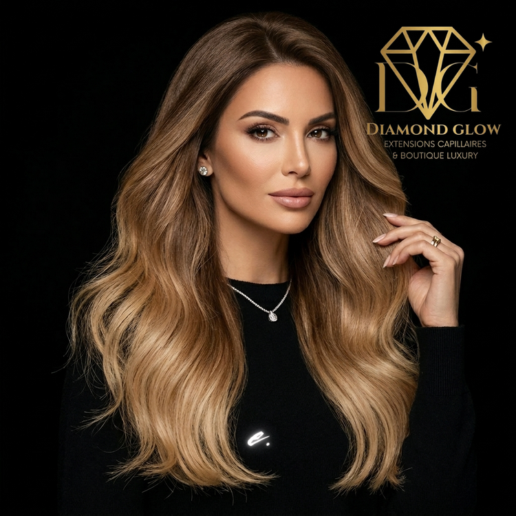 Extensions capillaires naturelles européennes Brun foncé ombré châtain #02/08 – 12 à 30 pouces